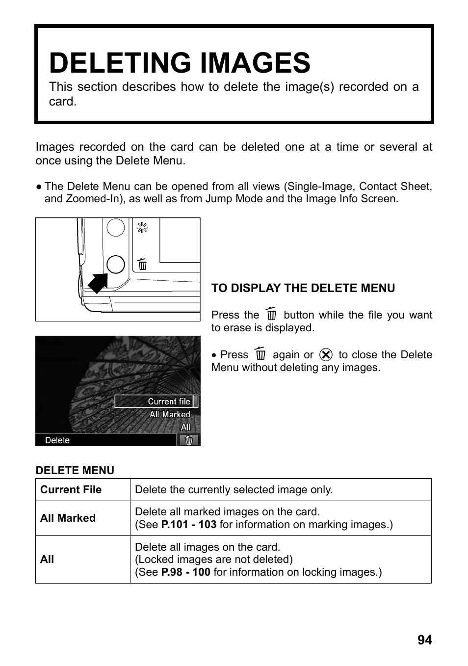 Deleting images | SIGMA SD15 User Manual | Page 95 / 124