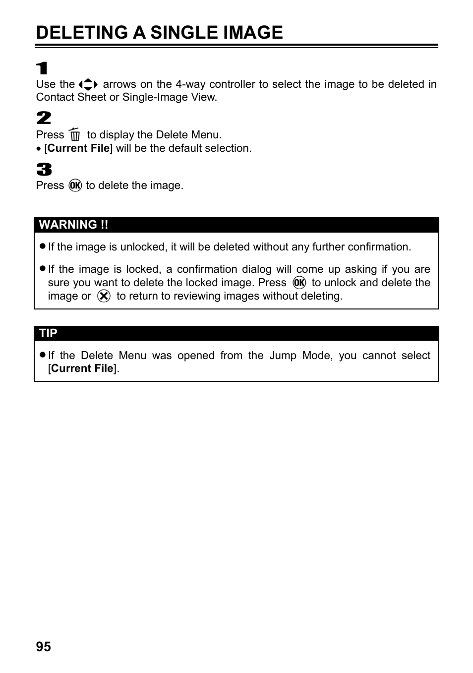 Deleting a single image | SIGMA SD15 User Manual | Page 96 / 124