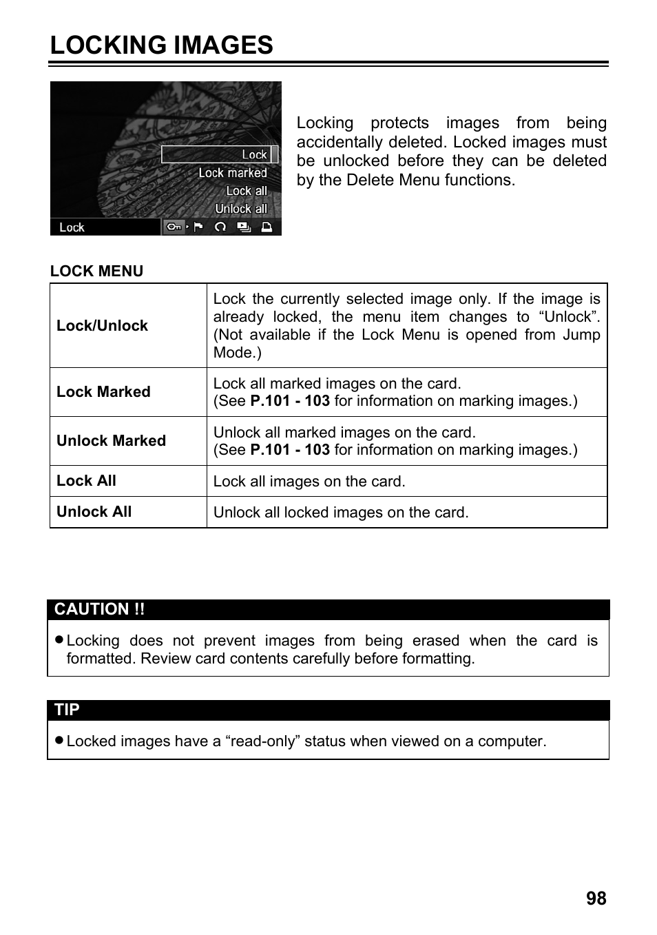 Locking images | SIGMA SD15 User Manual | Page 99 / 124