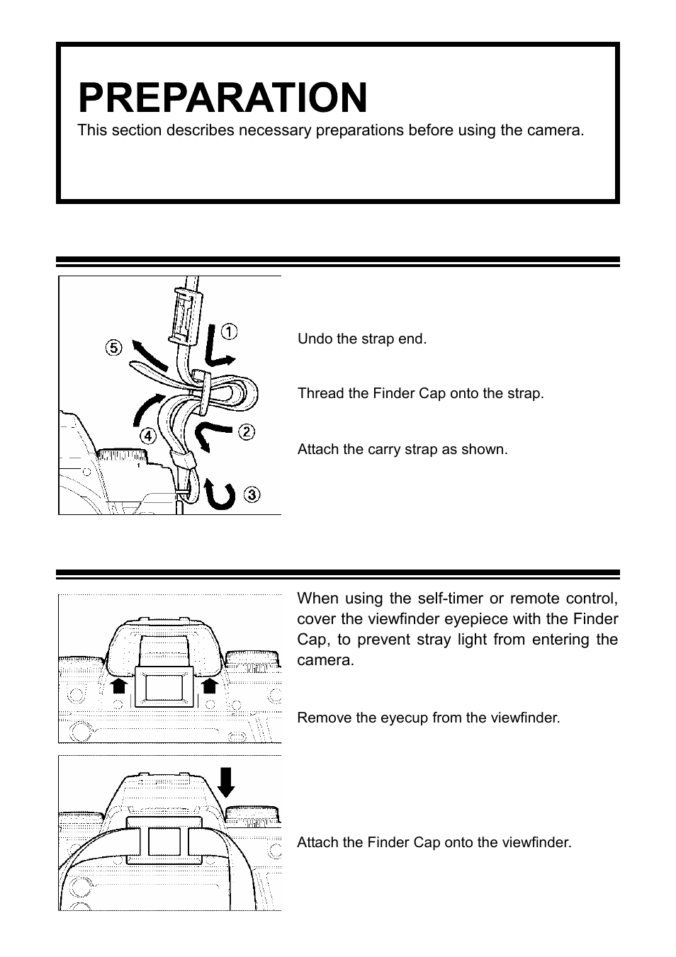 Preparation, Attaching the carry strap, How to use the finder cap | SIGMA SD9 User Manual | Page 19 / 116