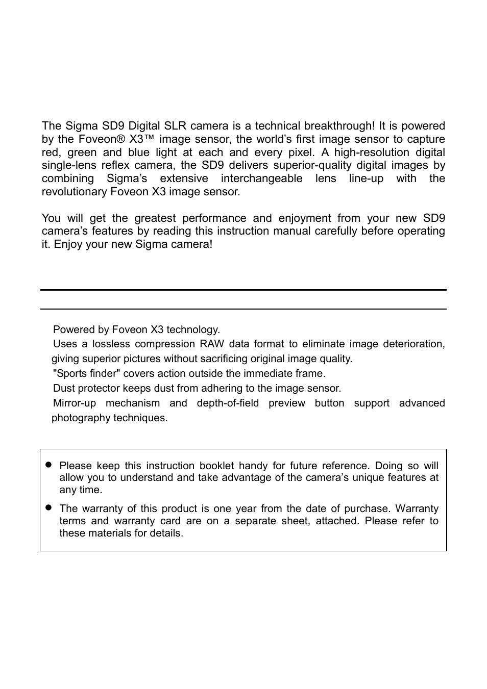 SIGMA SD9 User Manual | Page 2 / 116