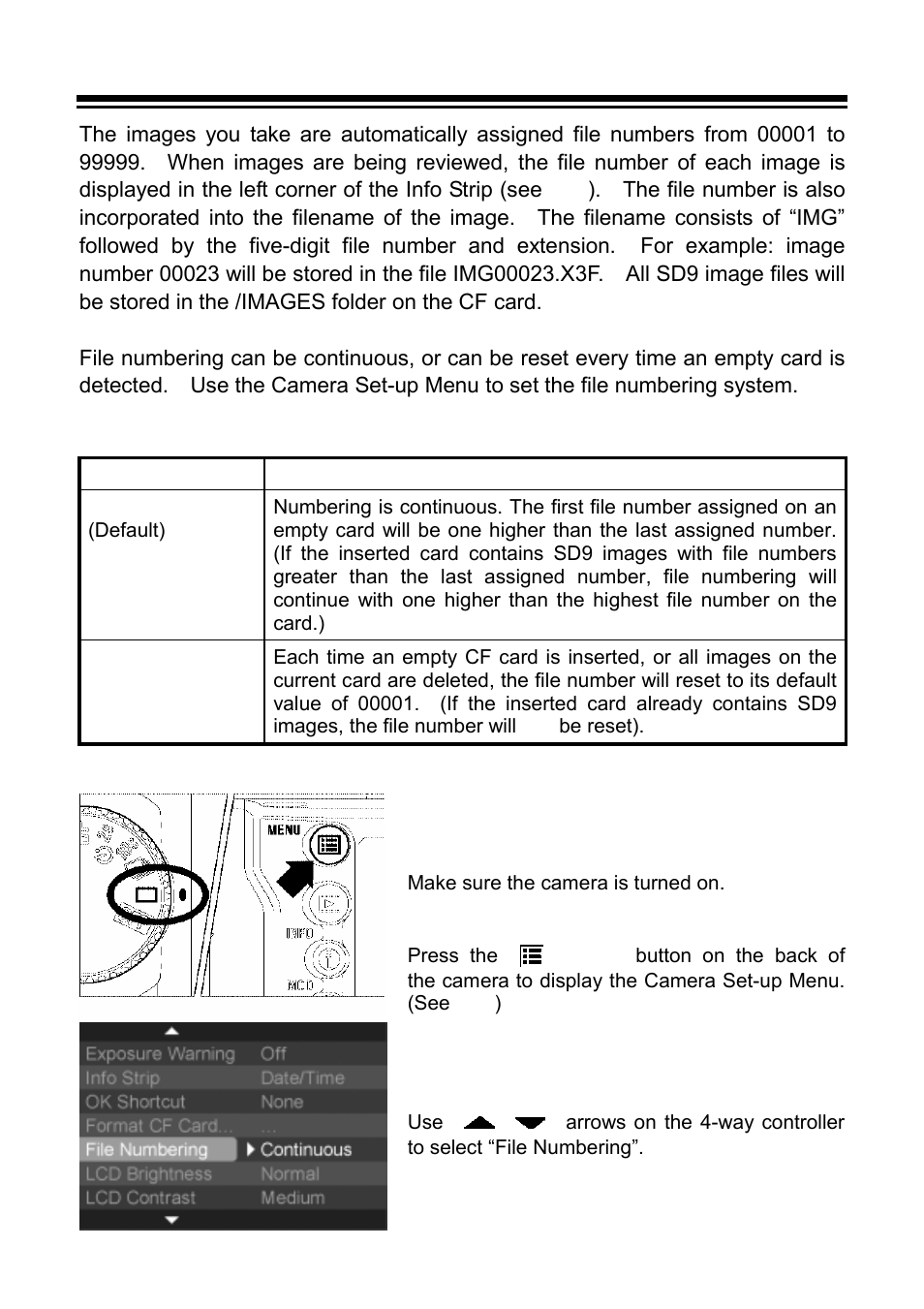 File numbering system | SIGMA SD9 User Manual | Page 31 / 116