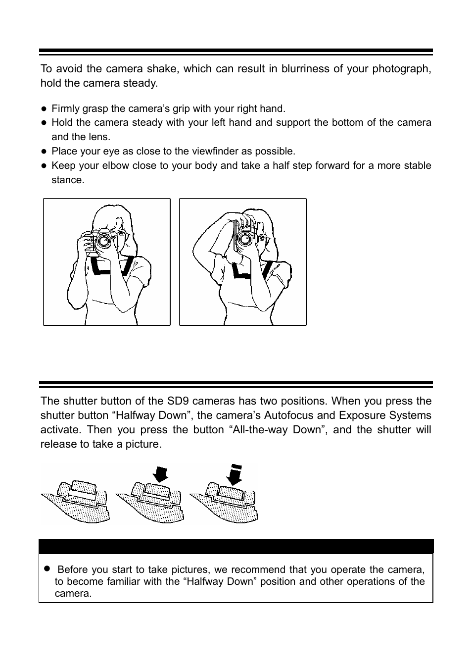 Holding the camera, Shutter button | SIGMA SD9 User Manual | Page 36 / 116