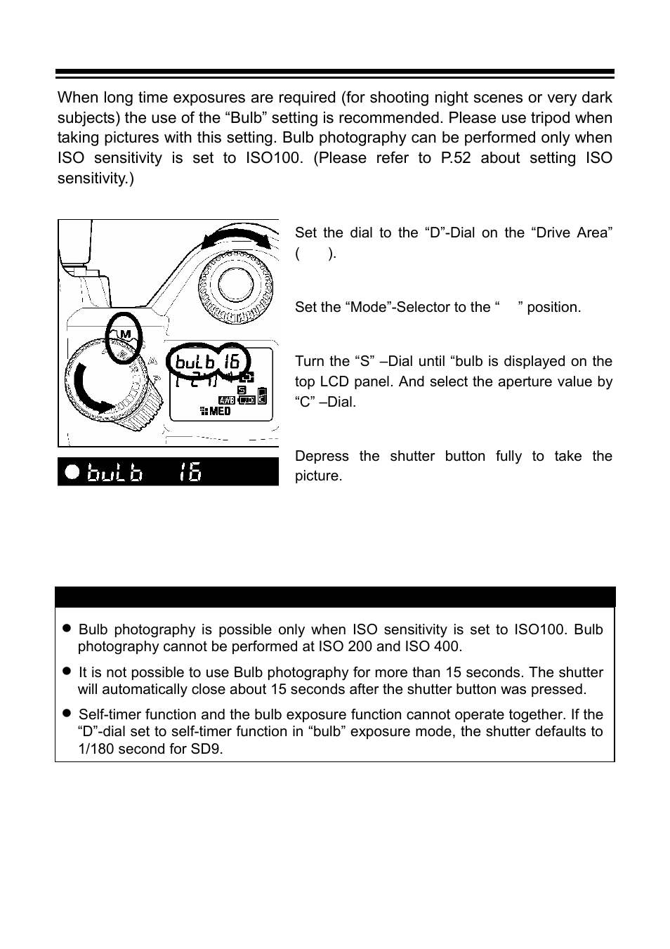 Bulb setting | SIGMA SD9 User Manual | Page 43 / 116