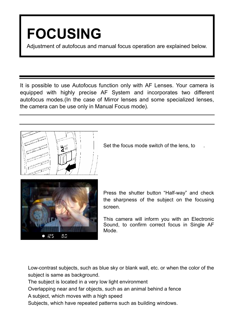 Focusing, How to use autofocus | SIGMA SD9 User Manual | Page 44 / 116
