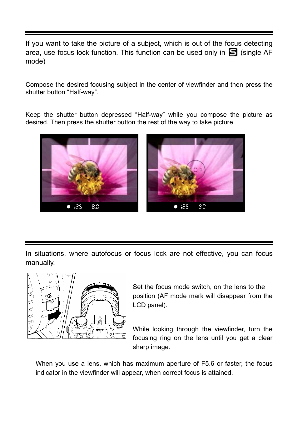 Focus lock, Manual focus | SIGMA SD9 User Manual | Page 46 / 116