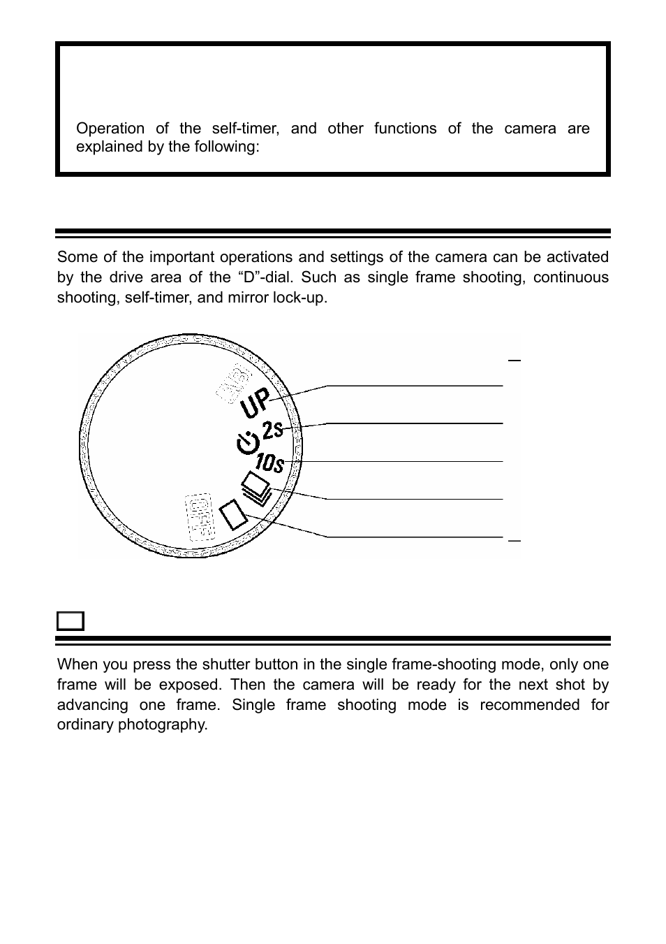Operation of the drive mode, Drive-area, Single frame shooting | SIGMA SD9 User Manual | Page 47 / 116