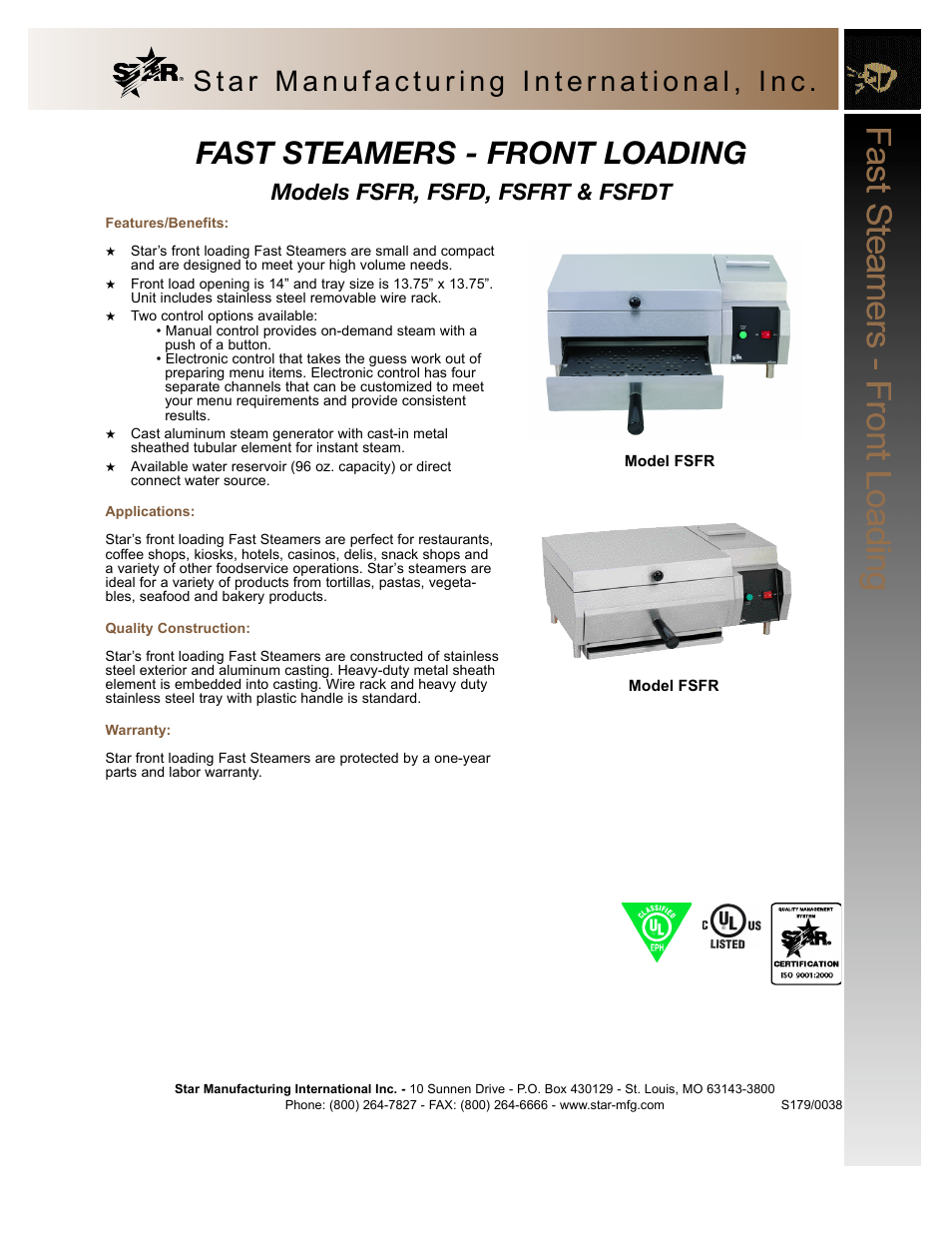 Star Manufacturing FSFD User Manual | 2 pages