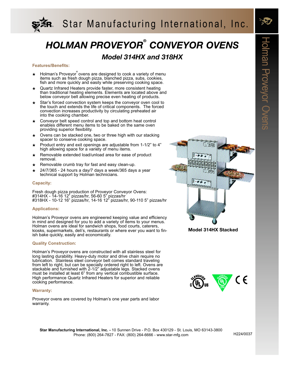 Star Manufacturing Holman Proveyor 314HX User Manual | 2 pages