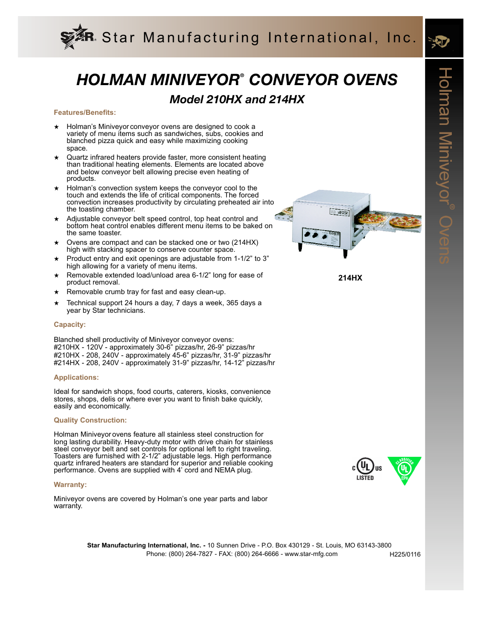 Star Manufacturing Holman Miniveyor 210HX User Manual | 2 pages