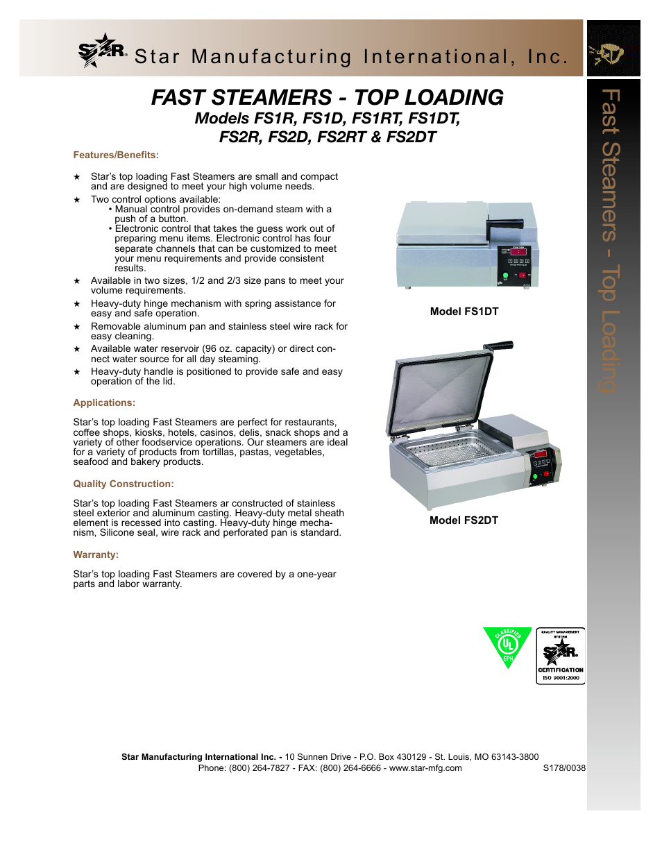 Star Manufacturing FS2DT User Manual | 2 pages