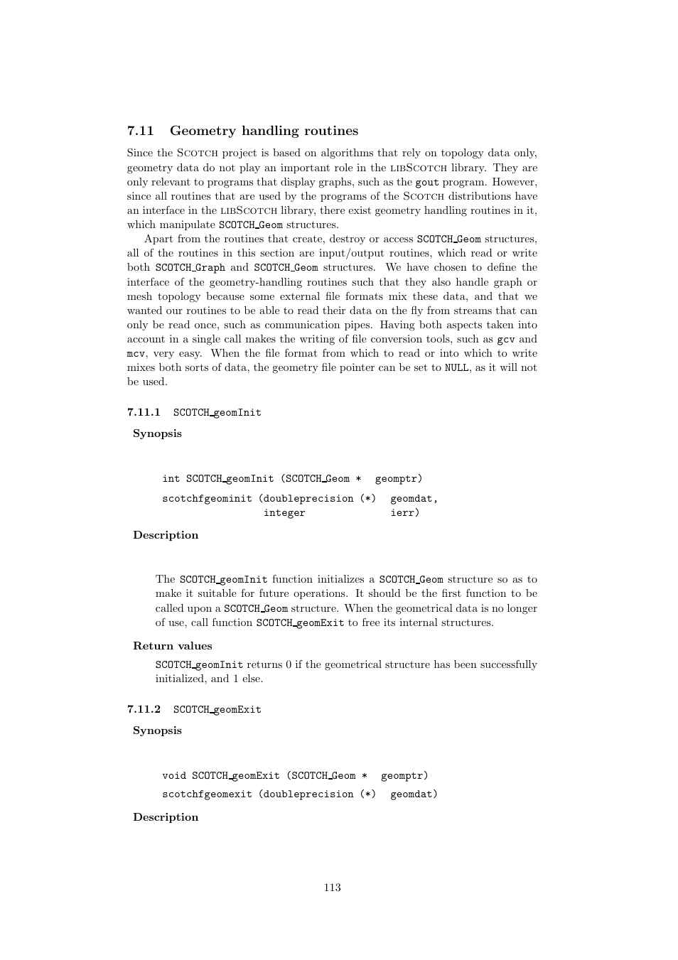 11 geometry handling routines | Scotch Brand 5.1.10 User Manual | Page 113 / 136