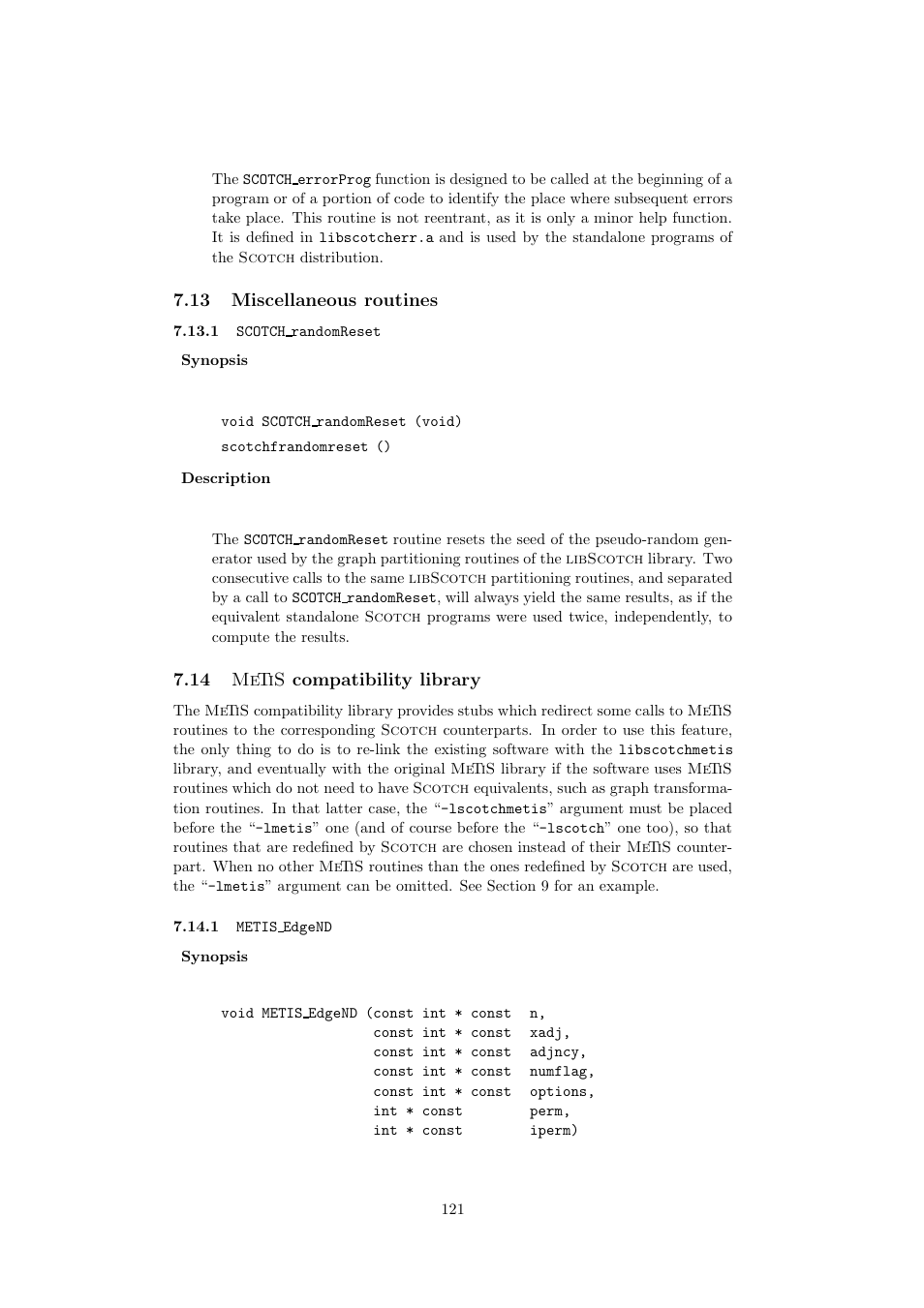 13 miscellaneous routines, 14 metis compatibility library | Scotch Brand 5.1.10 User Manual | Page 121 / 136