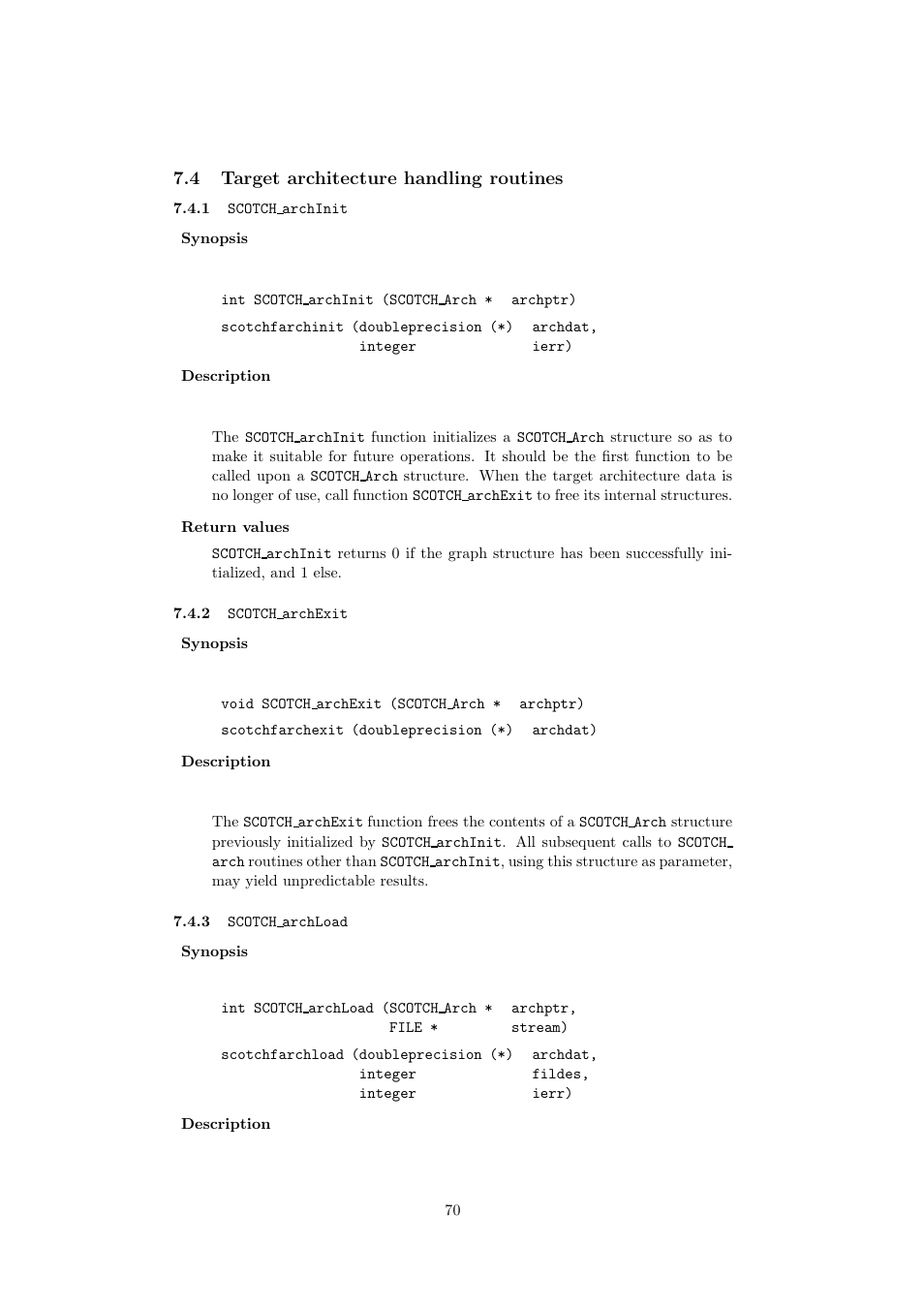 4 target architecture handling routines | Scotch Brand 5.1.10 User Manual | Page 70 / 136