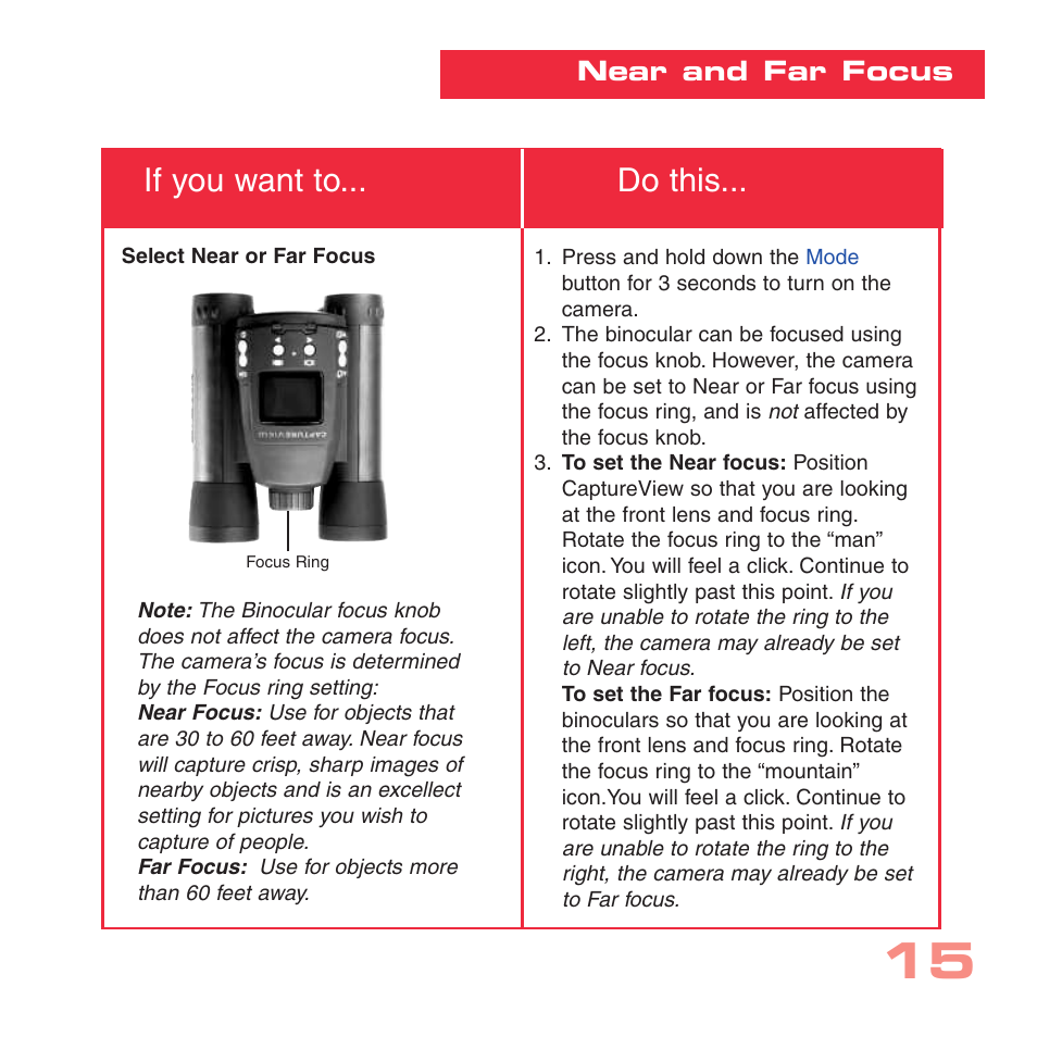 If you want to... do this | Simmons Optics CV-4 User Manual | Page 15 / 36