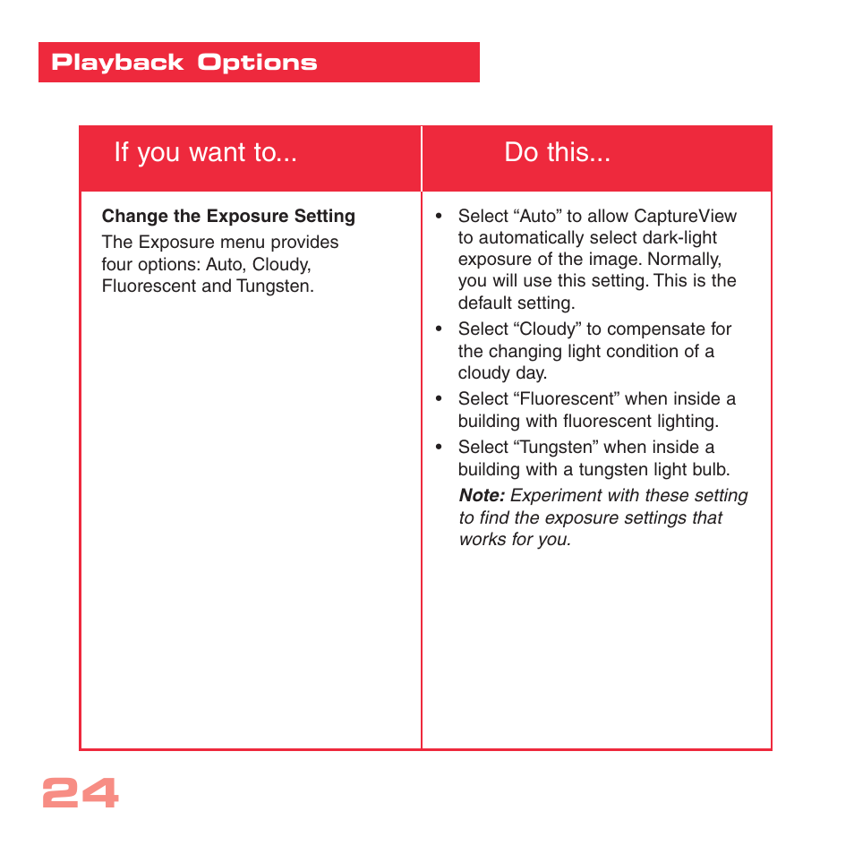 If you want to... do this | Simmons Optics CV-4 User Manual | Page 24 / 36