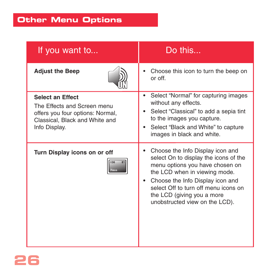 If you want to... do this | Simmons Optics CV-4 User Manual | Page 26 / 36