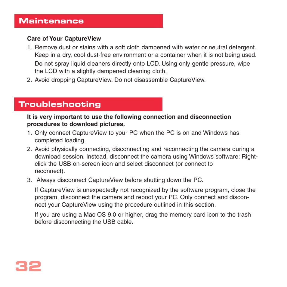 Maintenance troubleshooting | Simmons Optics CV-4 User Manual | Page 32 / 36
