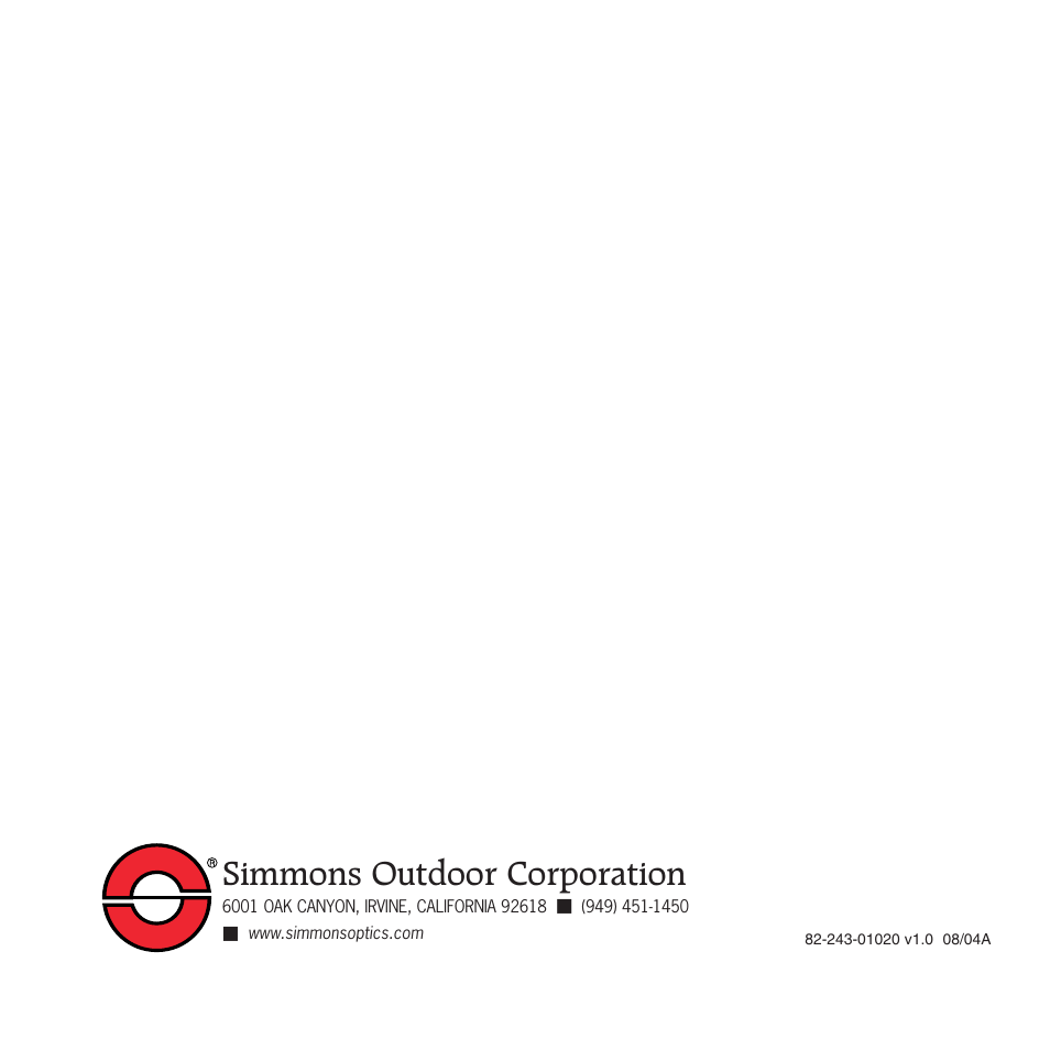 Simmons outdoor corporation | Simmons Optics CV-4 User Manual | Page 36 / 36