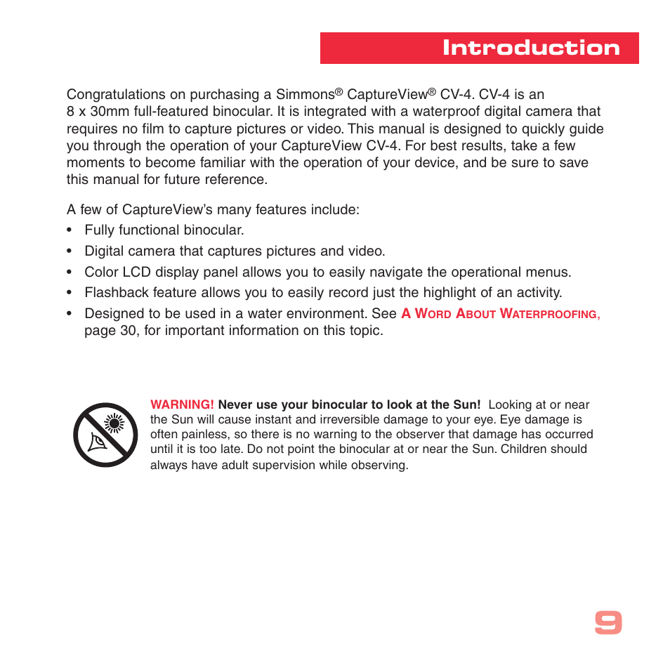 Introduction | Simmons Optics CV-4 User Manual | Page 9 / 36