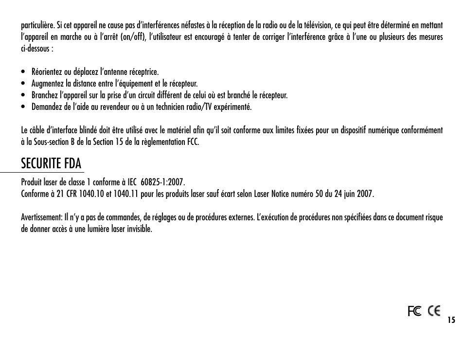 Securite fda | Simmons Optics Simmons LRF 600 User Manual | Page 17 / 44