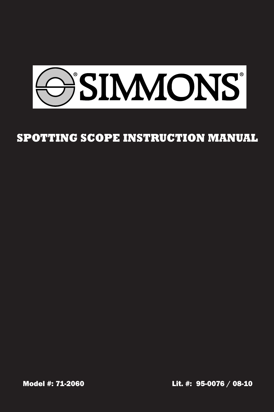 Simmons Optics Spotting Scope 71-2060 User Manual | 8 pages