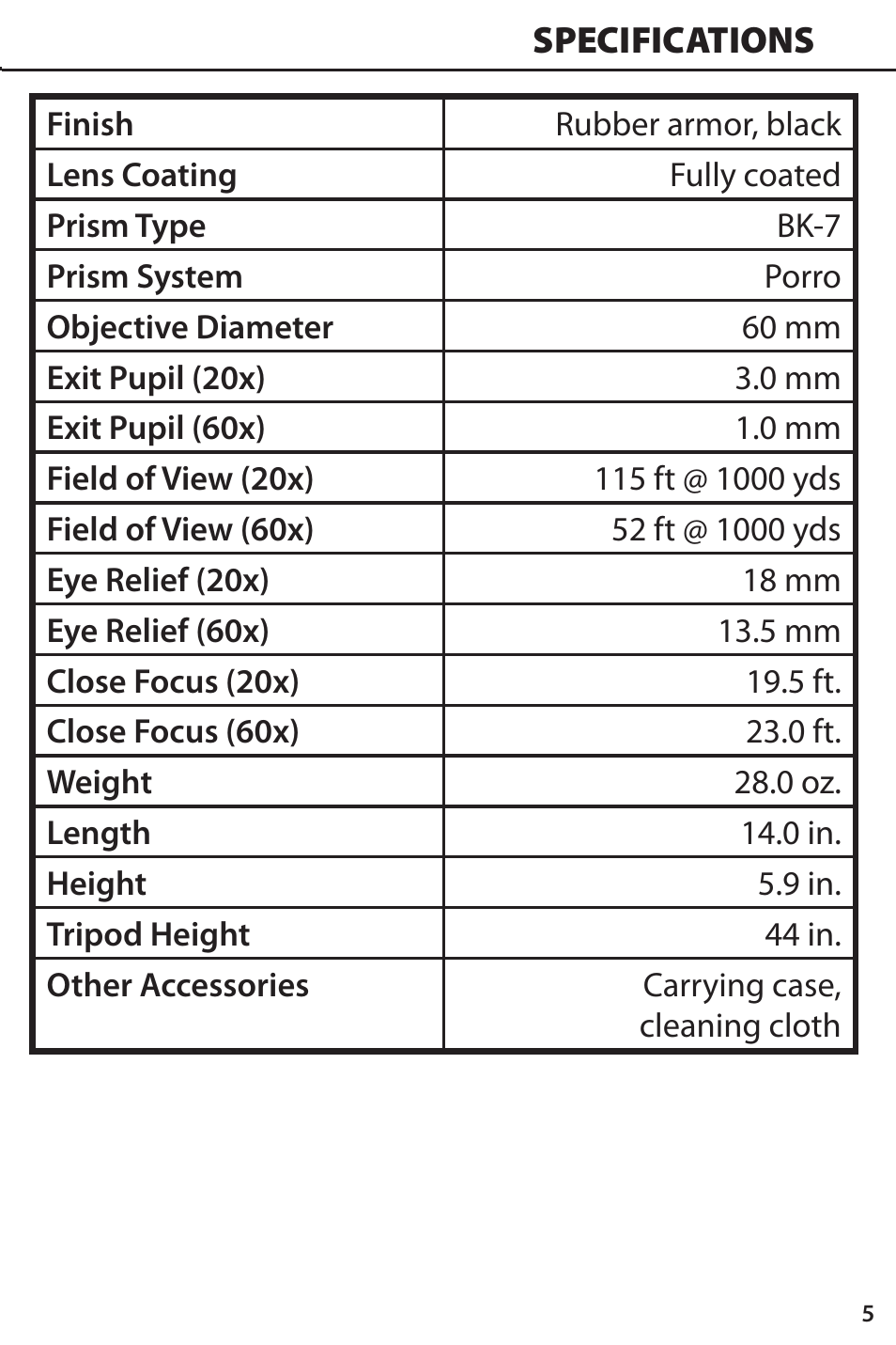 Simmons Optics Spotting Scope 71-2060 User Manual | Page 5 / 8