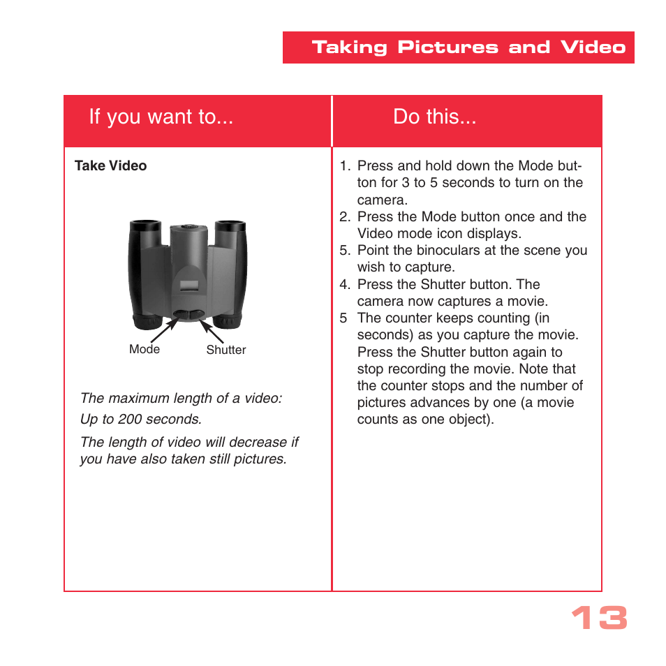 If you want to... do this | Simmons Optics CV-1 8 x 22 VGA User Manual | Page 13 / 28