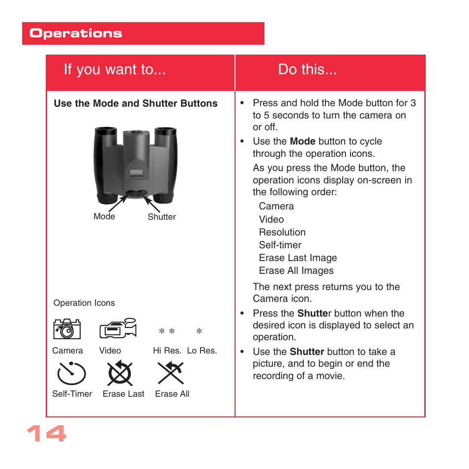 If you want to... do this | Simmons Optics CV-1 8 x 22 VGA User Manual | Page 14 / 28