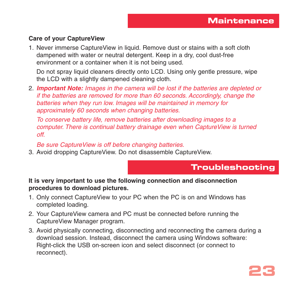 Maintenance troubleshooting | Simmons Optics CV-1 8 x 22 VGA User Manual | Page 23 / 28