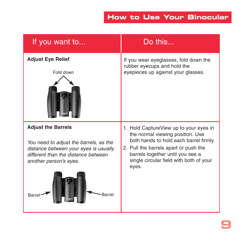 If you want to... do this | Simmons Optics CV-1 8 x 22 VGA User Manual | Page 9 / 28