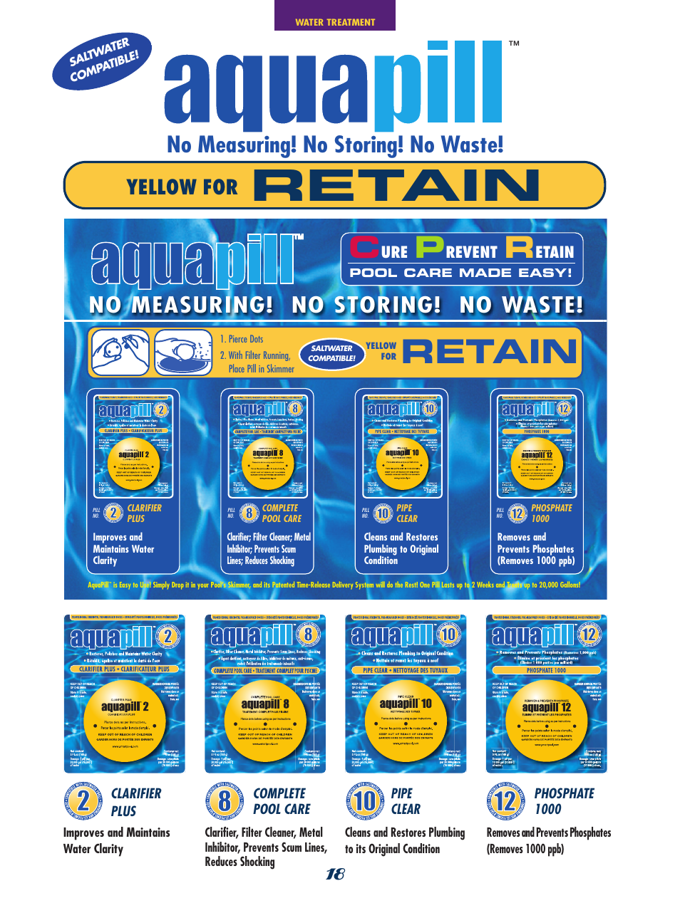 Retain, No measuring! no storing! no waste, Yellow for | SmartPool Inc Nitro Robotic Pool Cleaner NC31 User Manual | Page 18 / 52