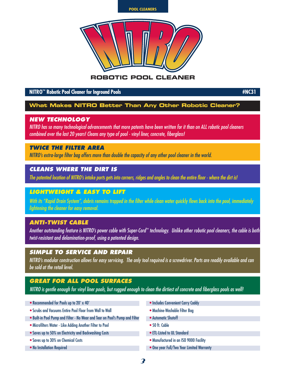 SmartPool Inc Nitro Robotic Pool Cleaner NC31 User Manual | Page 3 / 52