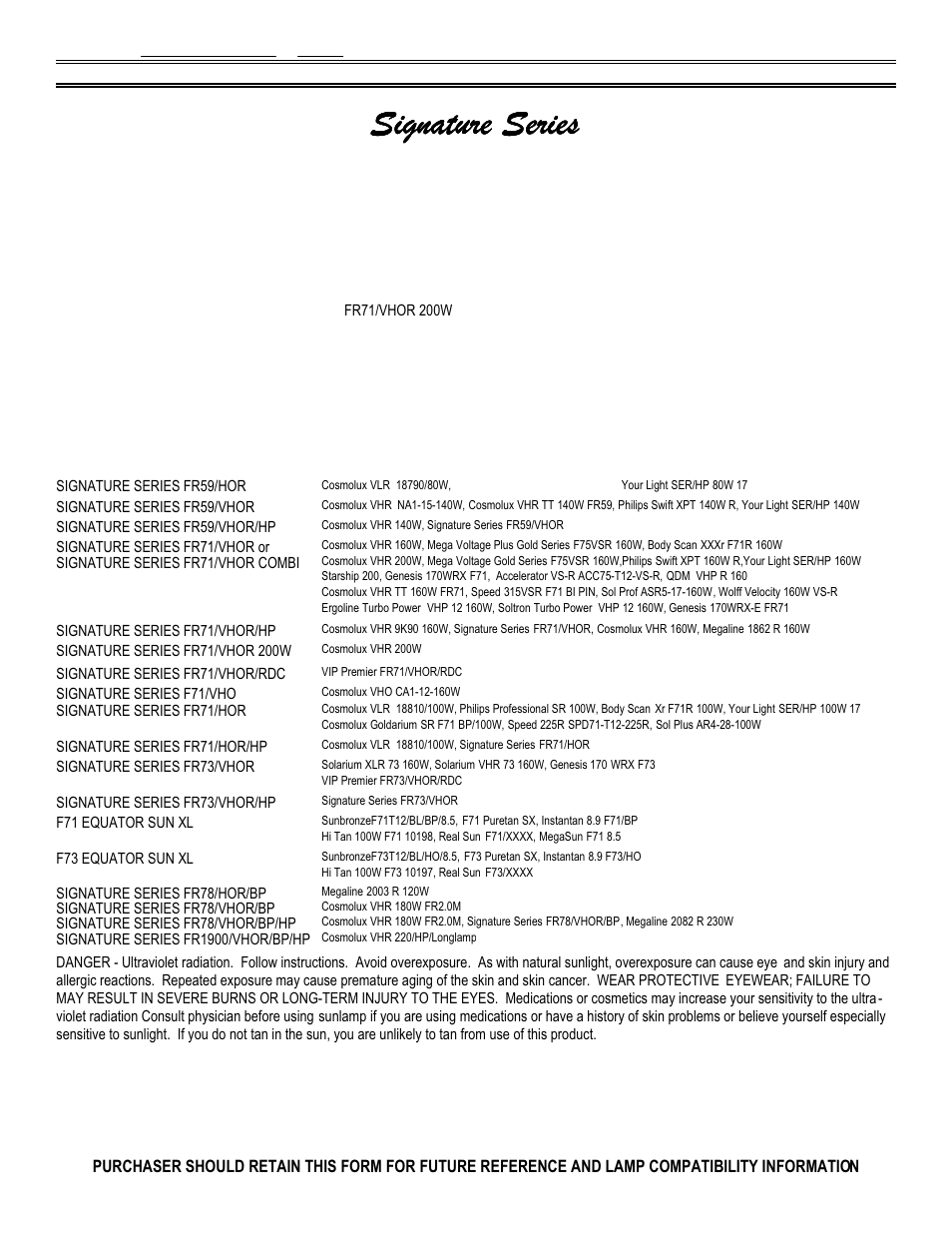 Signature FR74 User Manual | 50 pages