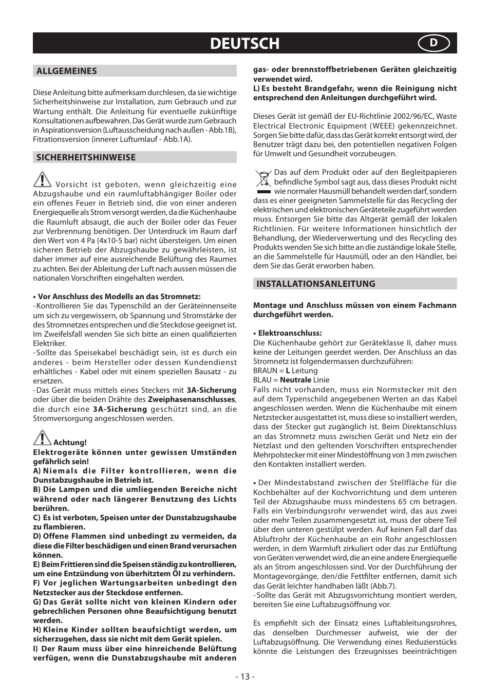 Deutsch | Samsung HDC6D90TG User Manual | Page 13 / 84