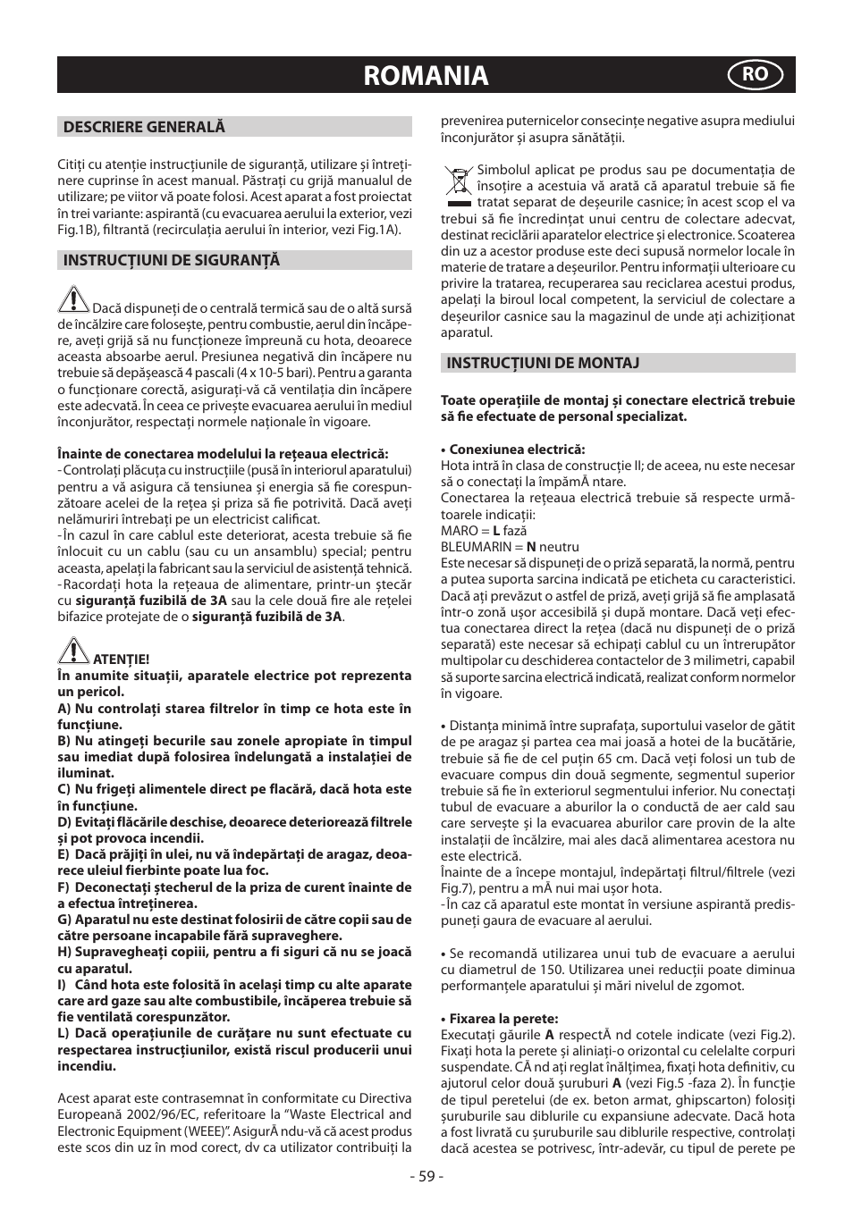 Romania | Samsung HDC6D90TG User Manual | Page 59 / 84