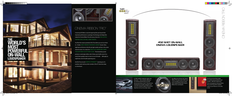 World’s, Most powerful on-wall, 450w | Loudspeaker, Cinema ribbon trio, 450 watt on-wall cinema loudspeaker | Sunfire CRS-3C User Manual | Page 8 / 16