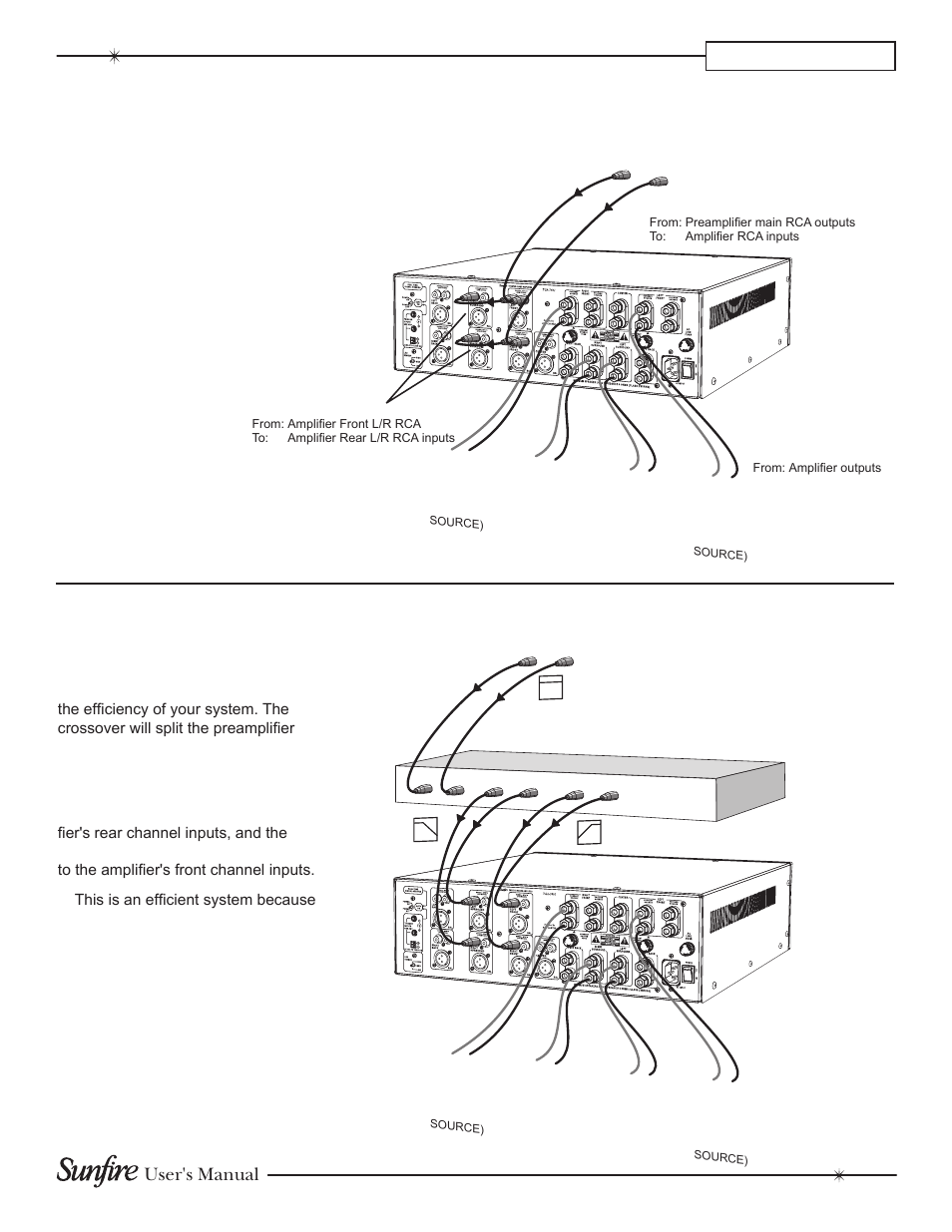 Biamping connections, Chapter 2, Biamping with an external crossover | User's manual | Sunfire TGA7401 User Manual | Page 13 / 20