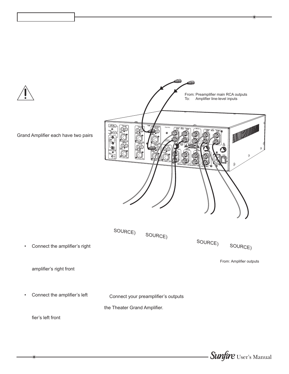 Biwiring connections, Chapter 2, Output connections | Input connections | Sunfire TGA7401 User Manual | Page 14 / 20