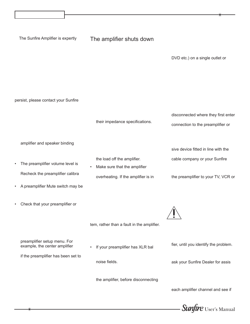 Troubleshooting guide, Appendix, No sound from one or more speakers | A hum is heard in your speakers | Sunfire TGA7401 User Manual | Page 16 / 20