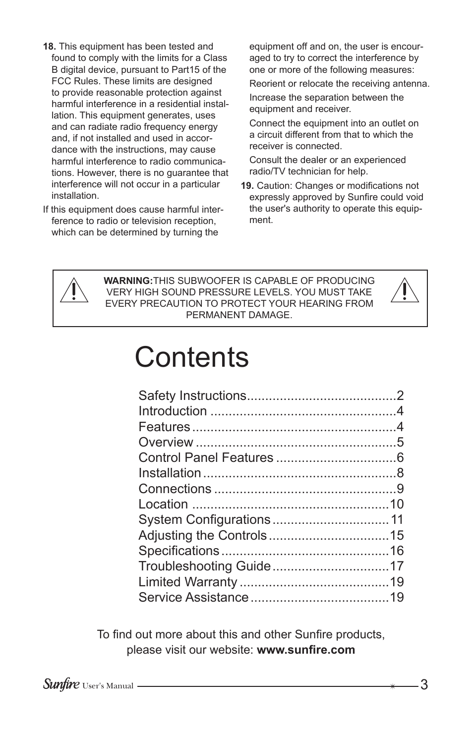 Sunfire HRS-12 User Manual | Page 3 / 20