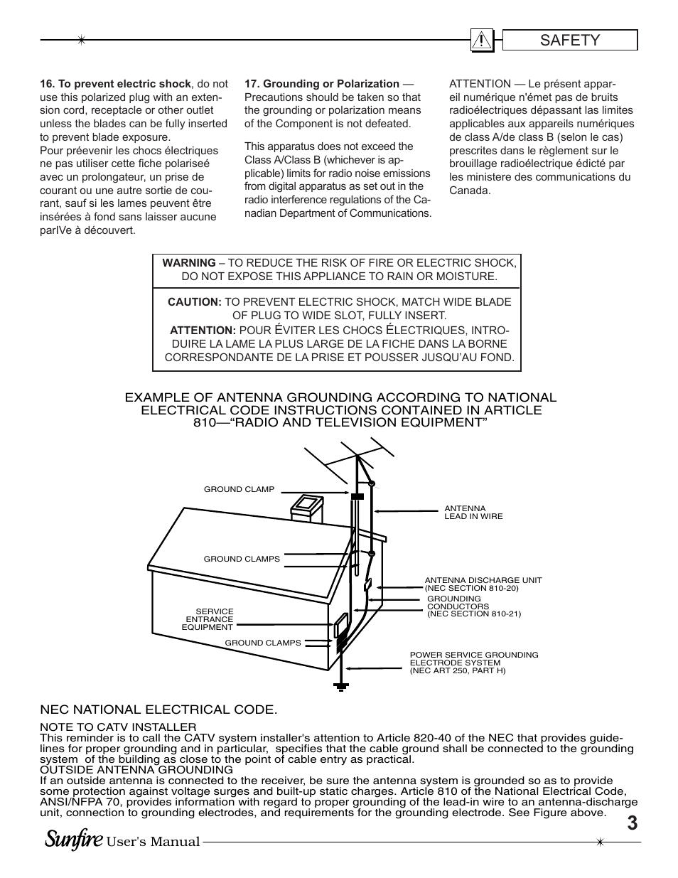 Safety, User's manual | Sunfire TGP-5 User Manual | Page 3 / 60