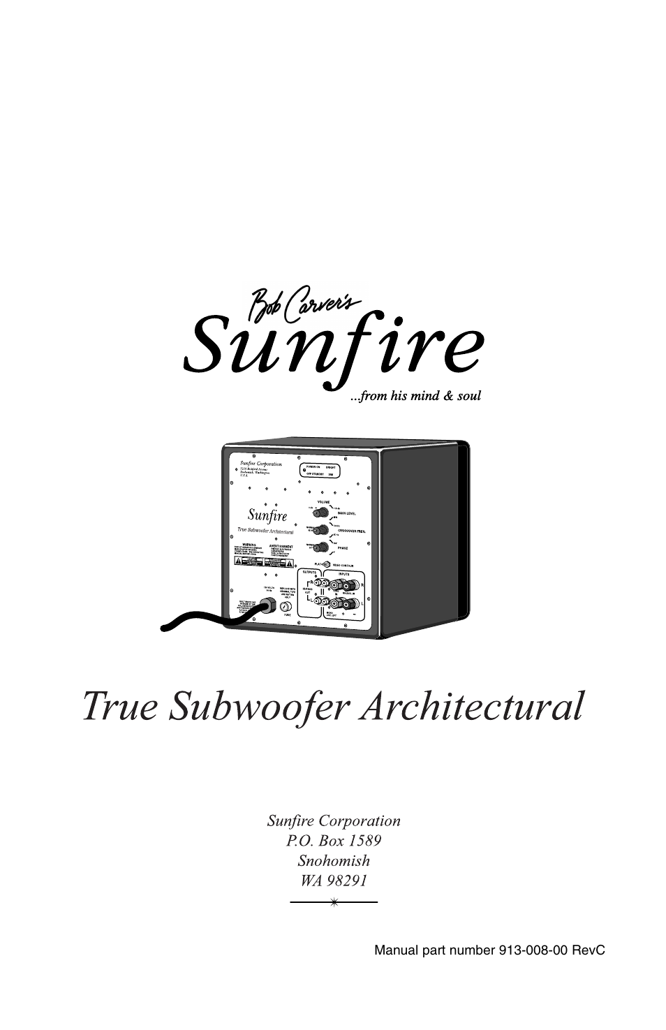 Sunfire True Subwoofer Architectural User Manual | Page 20 / 20