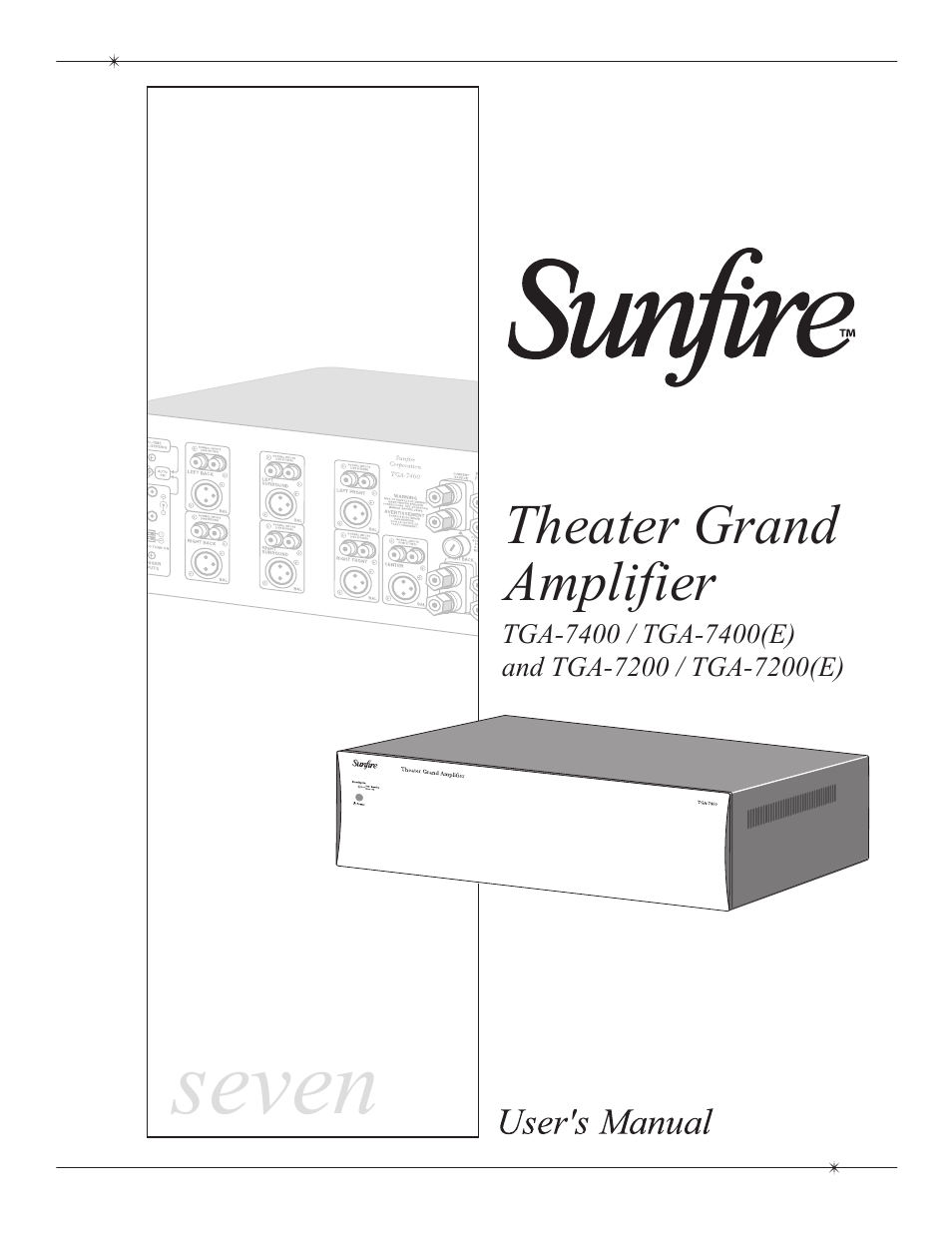 Sunfire TGA-7200 User Manual | 20 pages