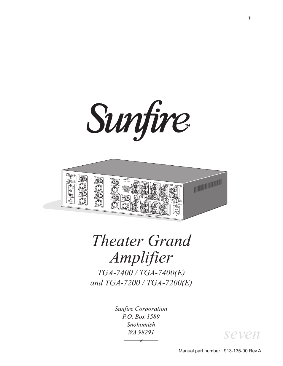 Seven theater grand amplifier | Sunfire TGA-7200 User Manual | Page 20 / 20