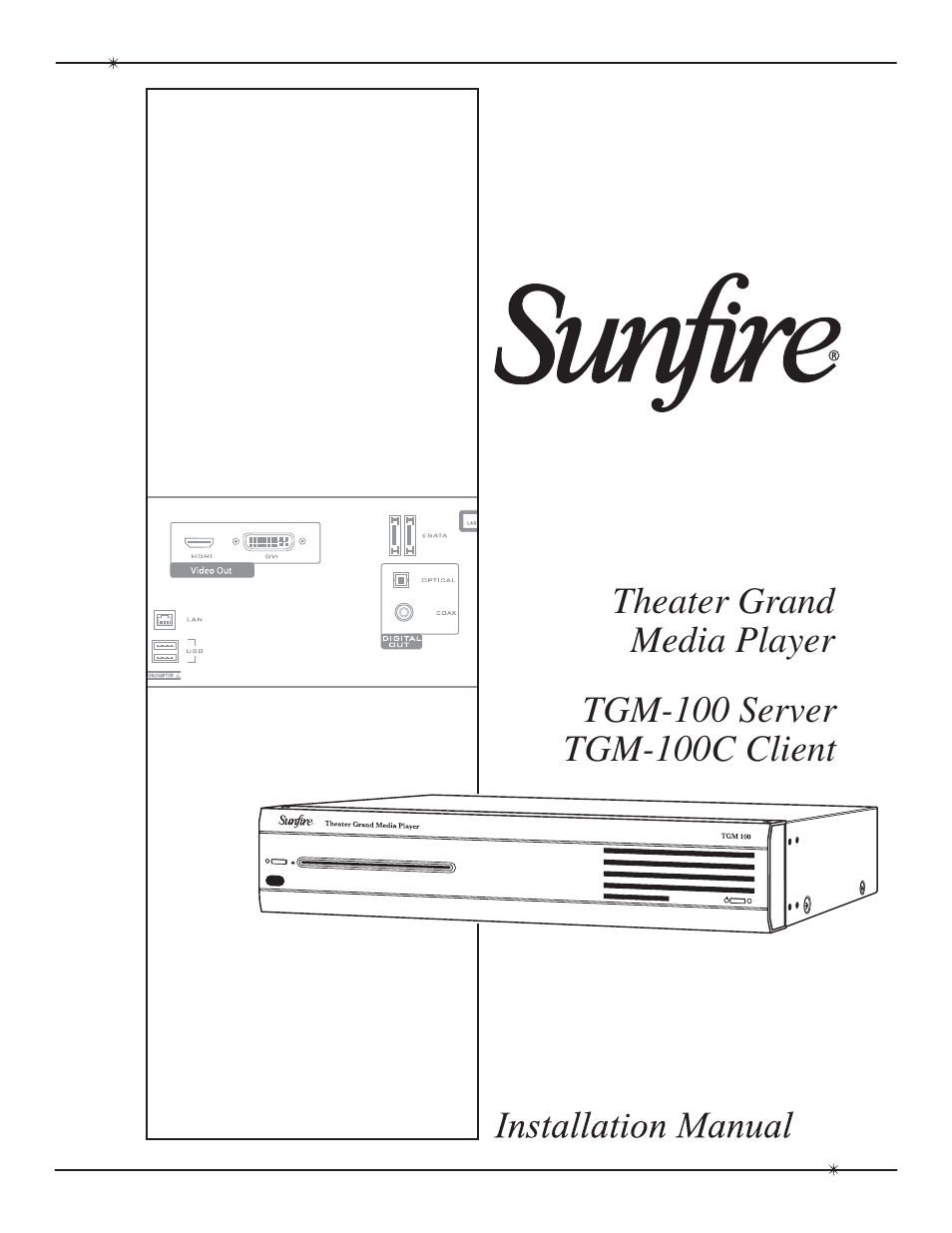 Sunfire TGM-100C User Manual | 44 pages