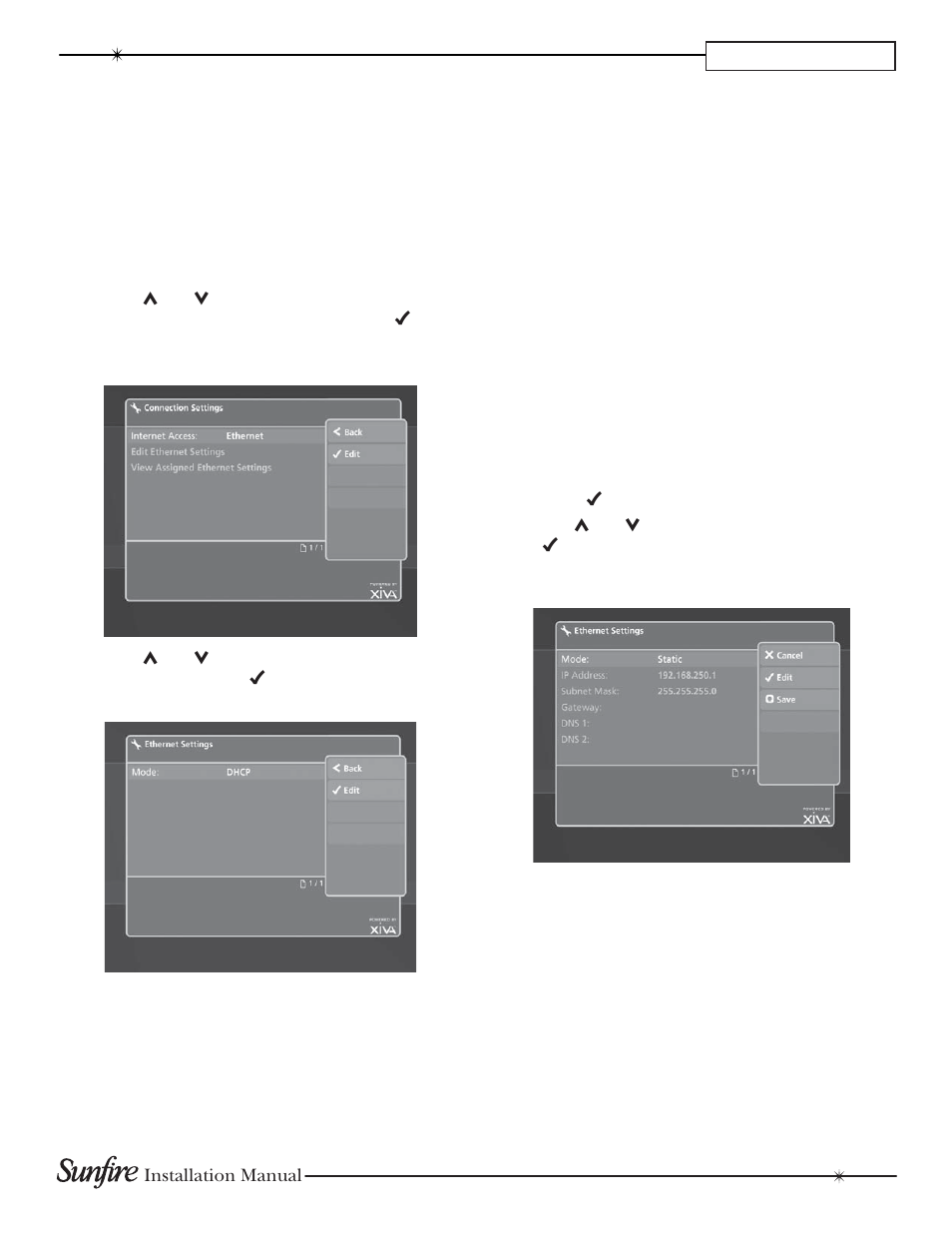 Network confi guration settings, Chapter 3, Assigning a static ip address | Sunfire TGM-100C User Manual | Page 29 / 44