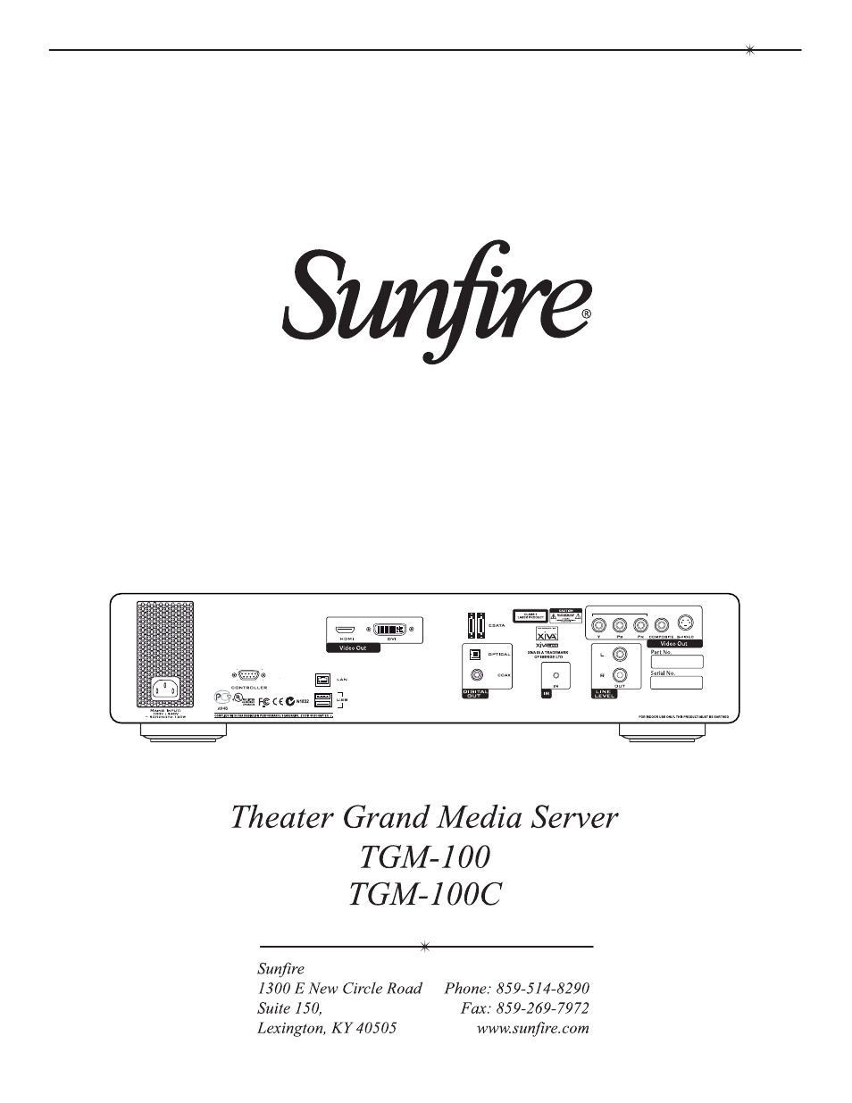 Sunfire TGM-100C User Manual | Page 44 / 44