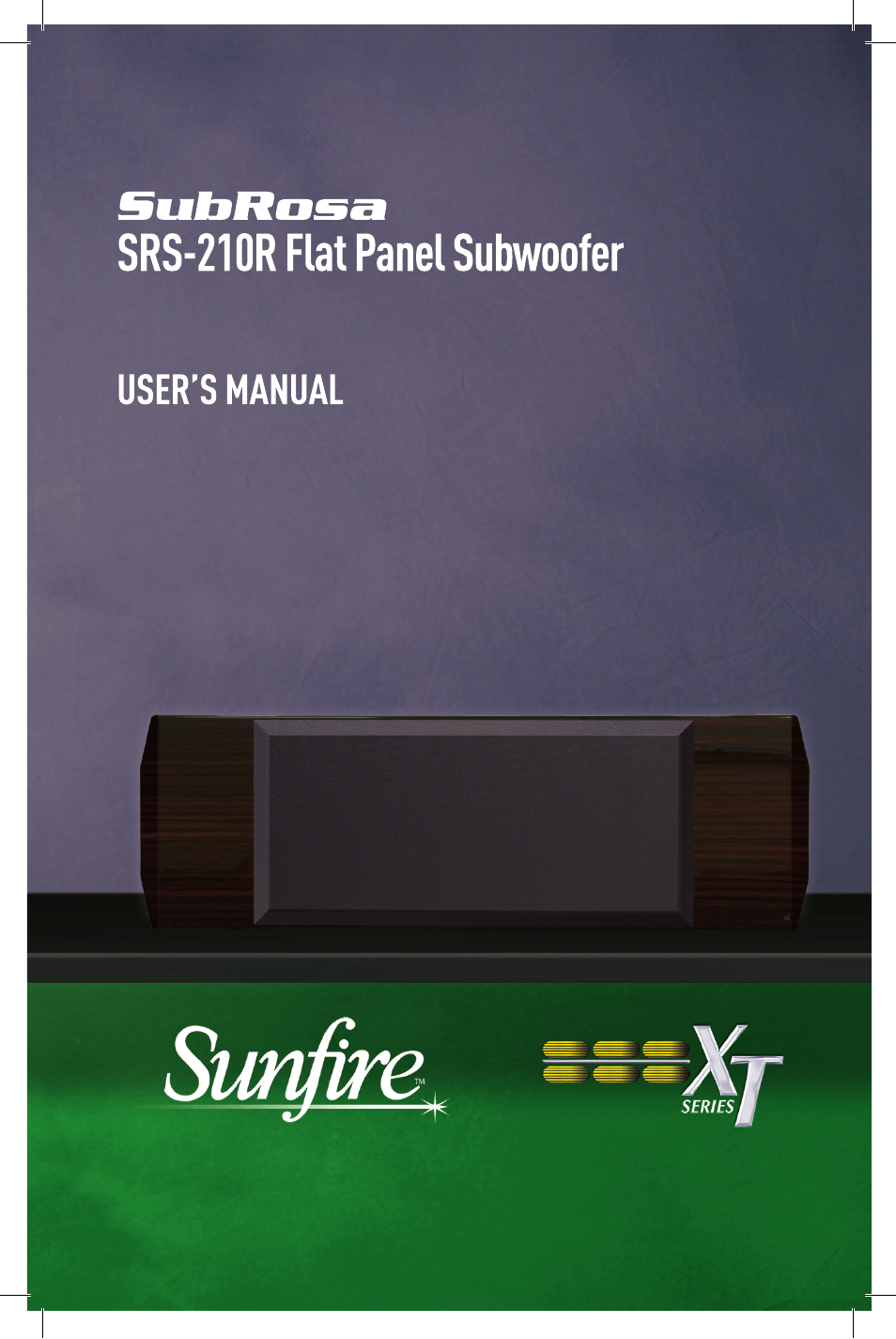 Sunfire Subrosa SRS-210R User Manual | 24 pages