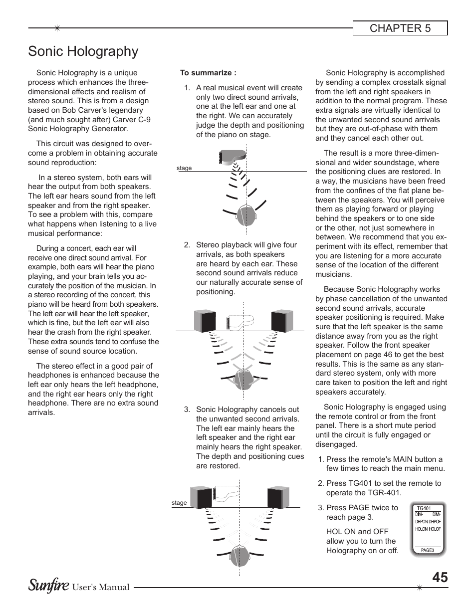 Sonic holography, Chapter 5 | Sunfire Theater Grand Receiver TGR-401-230 User Manual | Page 45 / 68